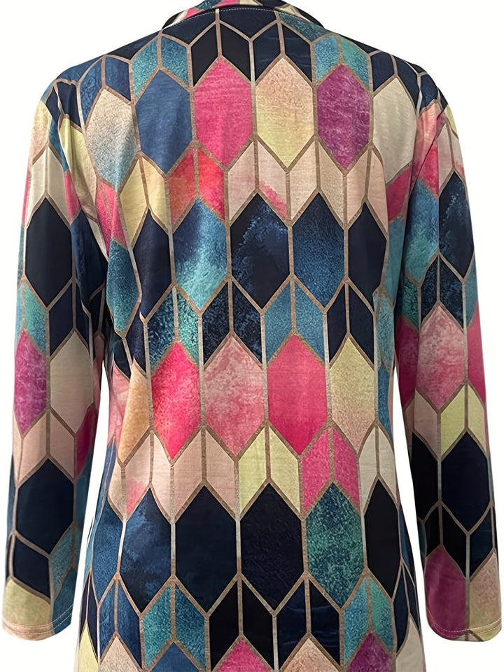 Bianca™ - Colourful Geometric Zip-Up Shirt