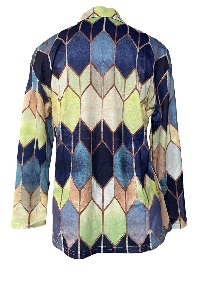 Bianca™ - Colourful Geometric Zip-Up Shirt
