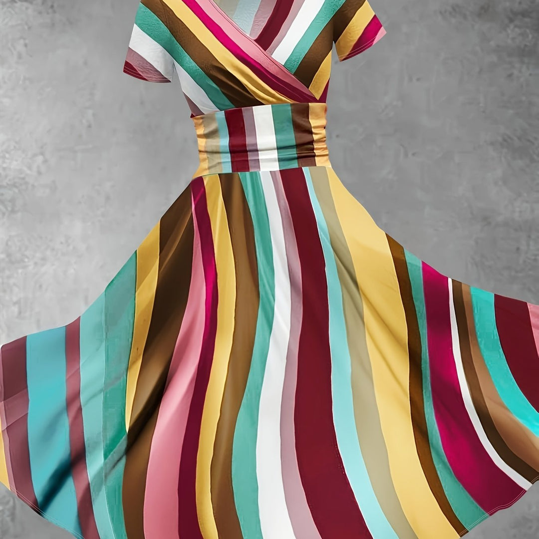 Eve™ - Colorblock Striped Print Dress
