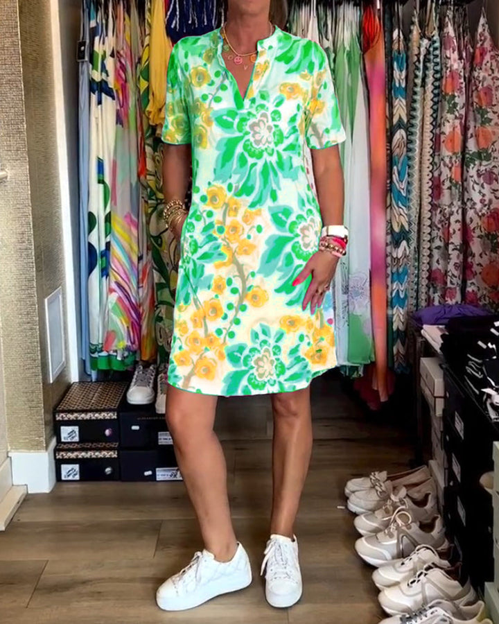 Federica™ - Dress with Short Sleeves and Floral Print