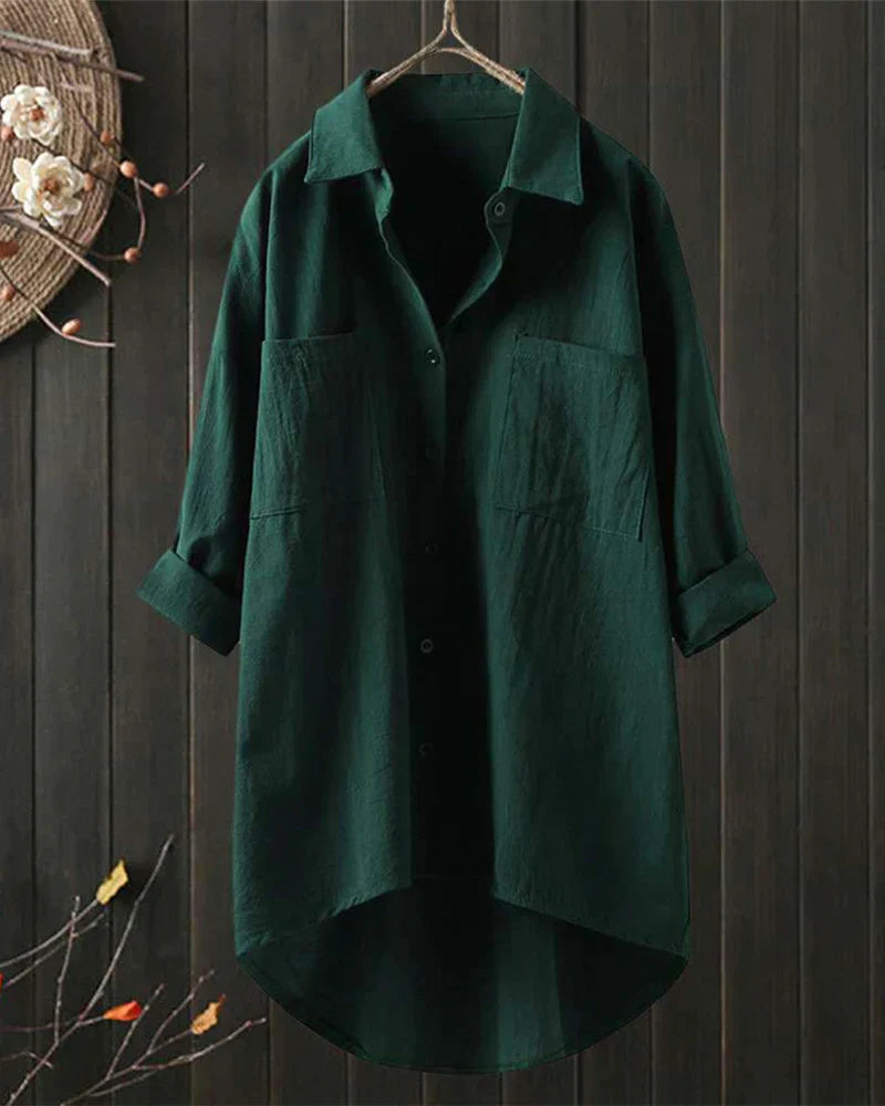 Angelina™ - Long Sleeved Plain Blouse