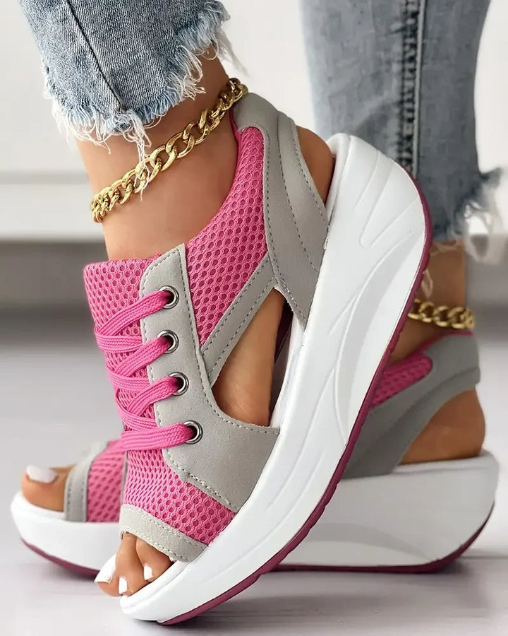 Celeste - Muffin Sandals with Contrasting Inserts