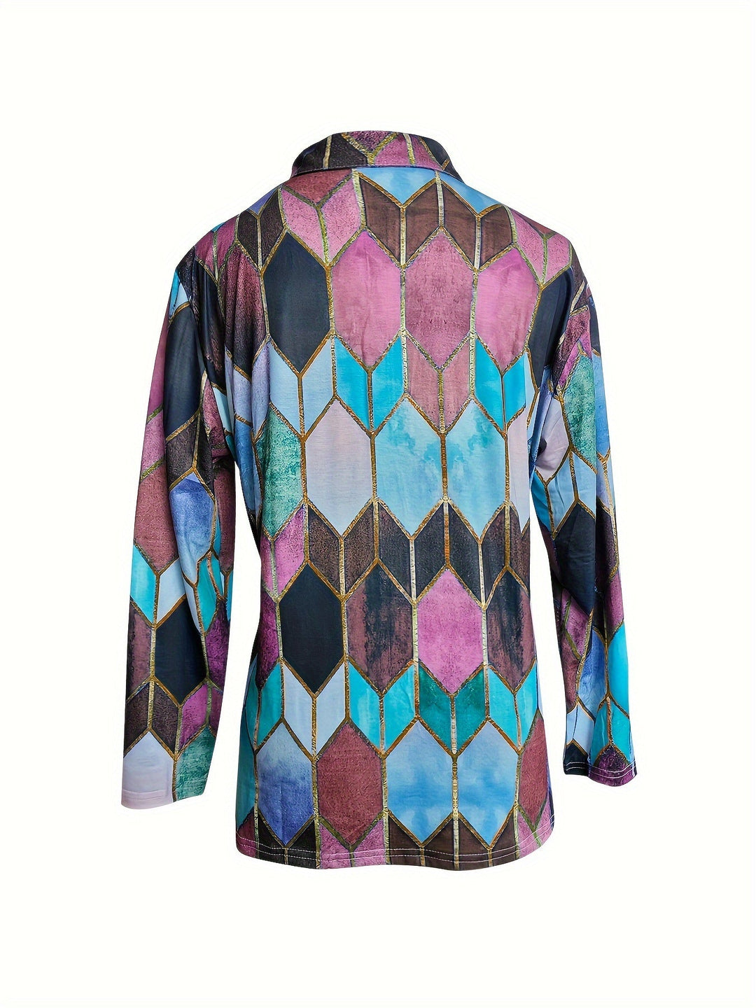 Bianca™ - Colourful Geometric Zip-Up Shirt