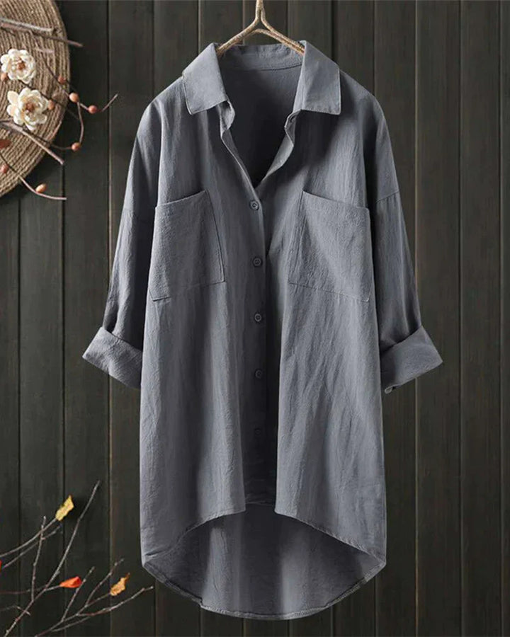 Angelina™ - Long Sleeved Plain Blouse