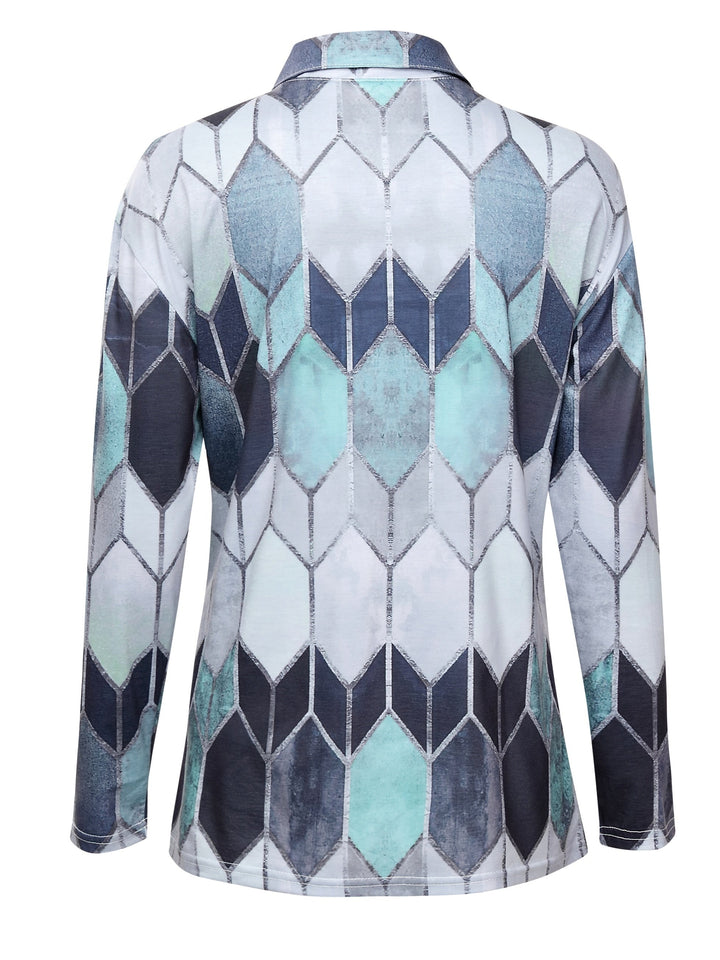 Bianca™ - Colourful Geometric Zip-Up Shirt
