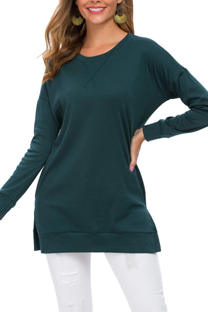 Violet™ - Long-Sleeved Side Slit Loose Top