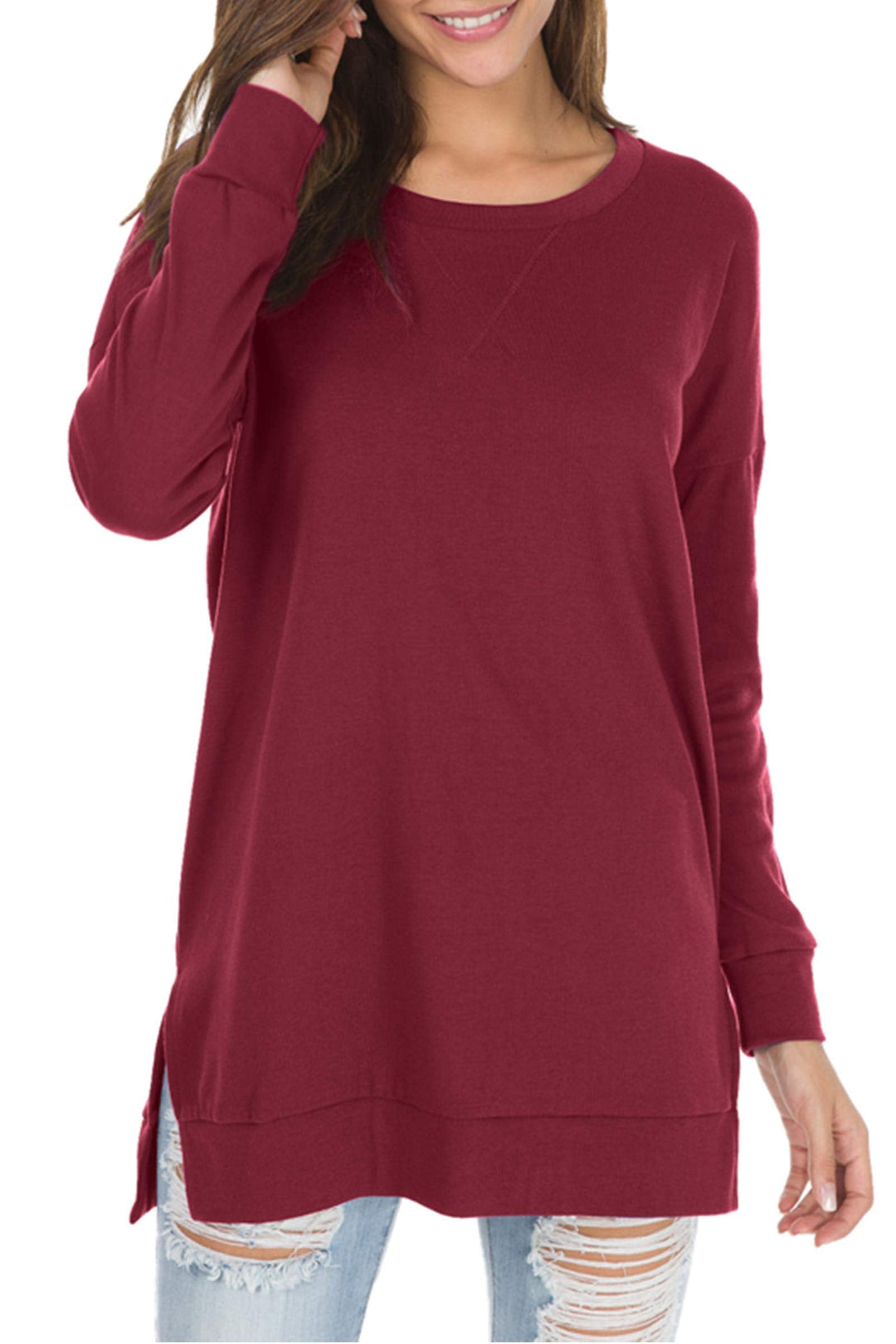 Violet™ - Long-Sleeved Side Slit Loose Top
