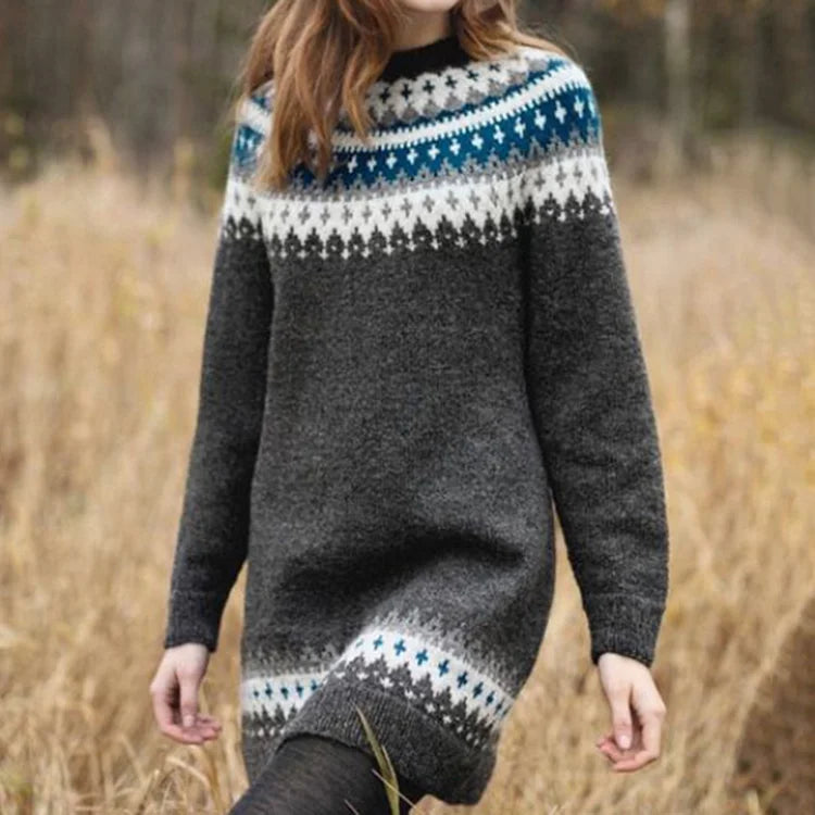 LUCIA™ | PRINTED MIDI JUMPER WITH LONG SLEEVES