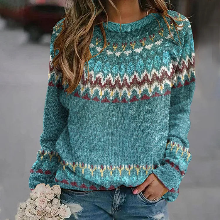 NICOLE™ | RETRO PULLOVER WITH WAVE PATTERN