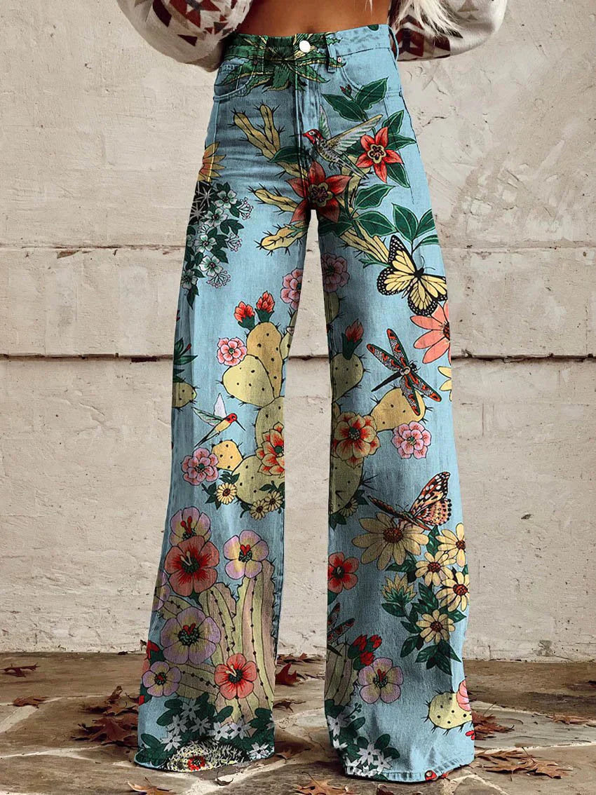 VERA BLUE FOREST WIDE CUT TROUSERS