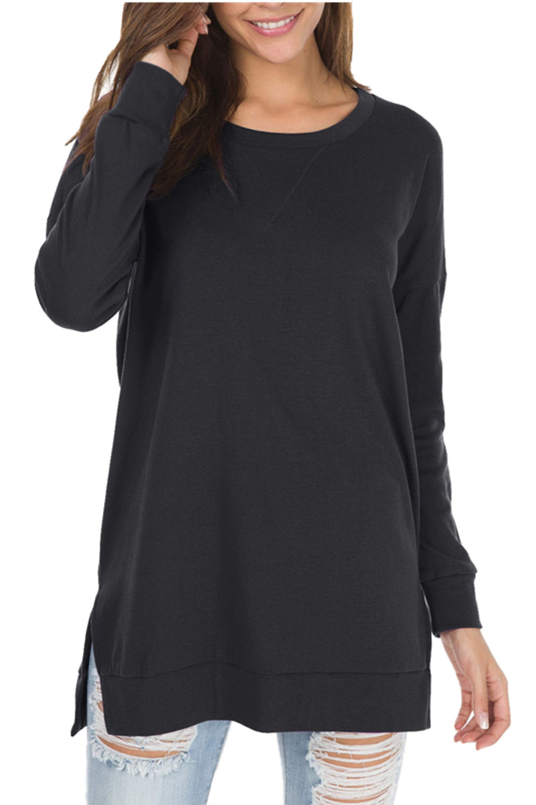 Violet™ - Long-Sleeved Side Slit Loose Top