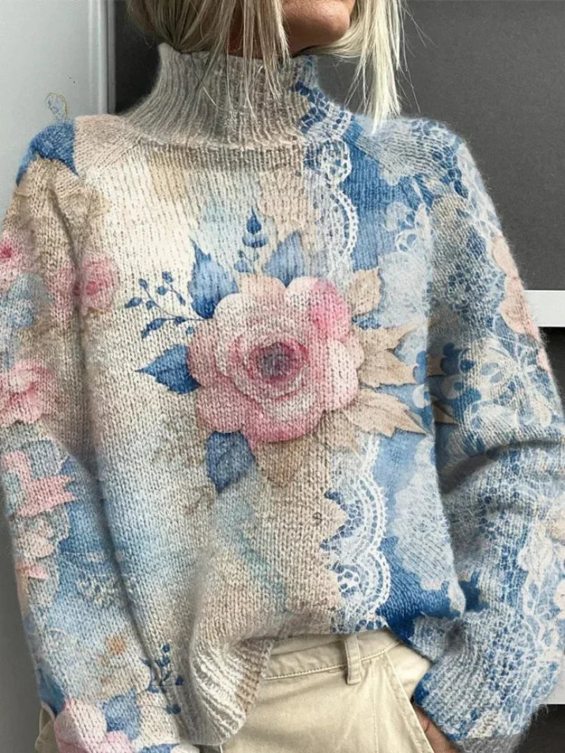 Roos - Lace Knitted Roll Neck Jumper