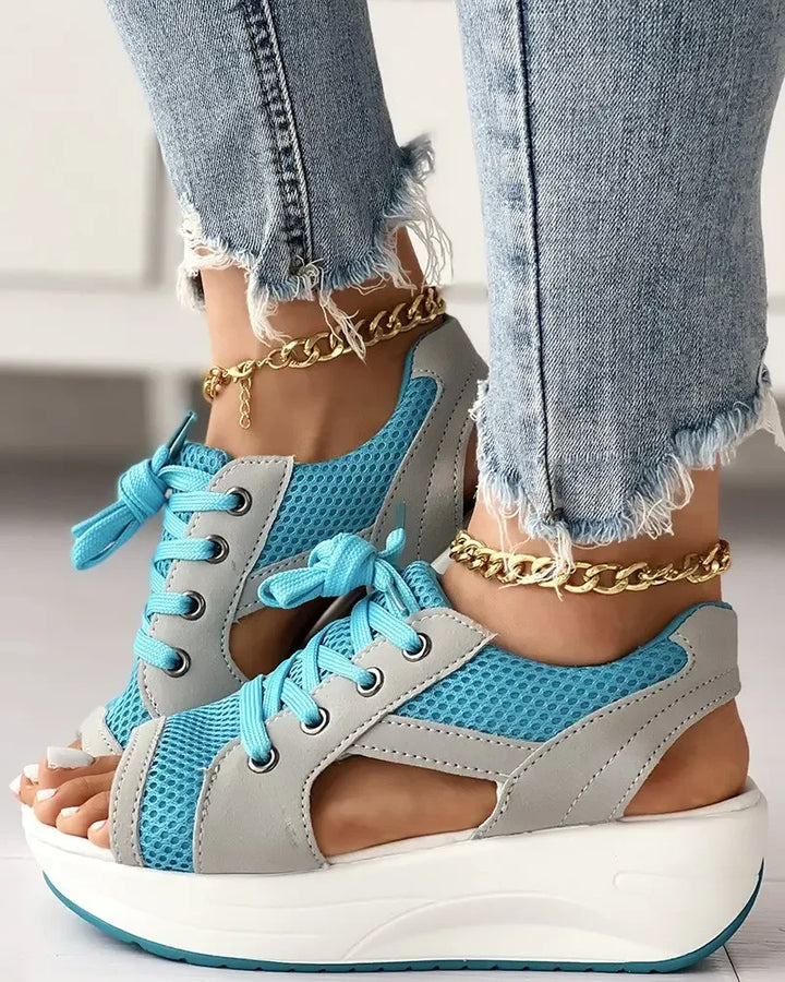 Celeste - Muffin Sandals with Contrasting Inserts