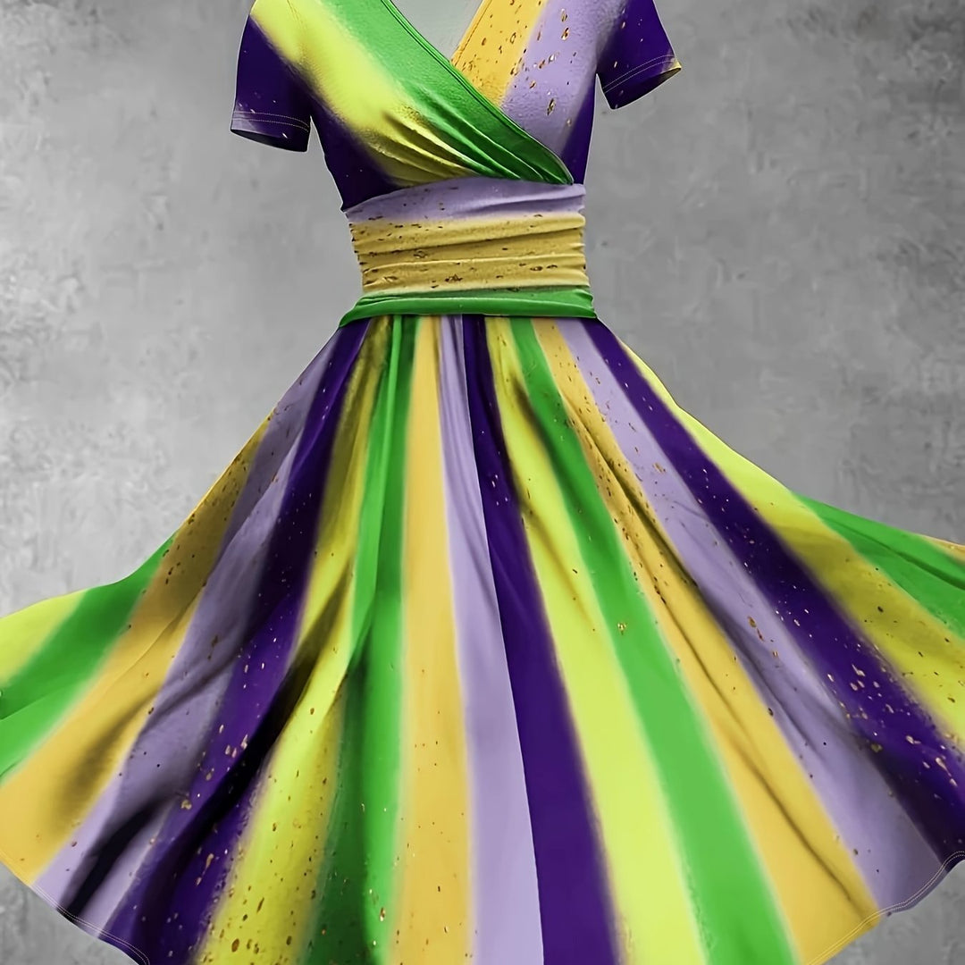Eve™ - Colorblock Striped Print Dress