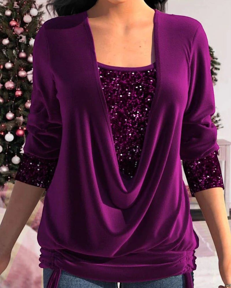Kiara™ - Long Sleeve Sequin Top
