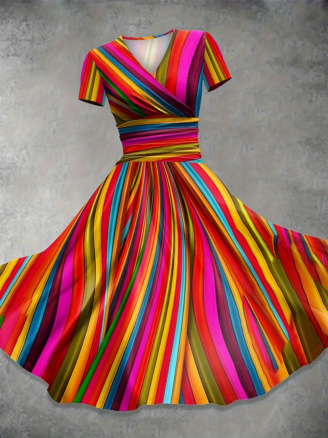 Eve™ - Colorblock Striped Print Dress