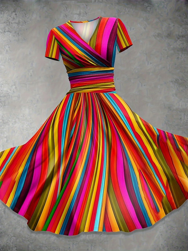 Eve™ - Colorblock Striped Print Dress