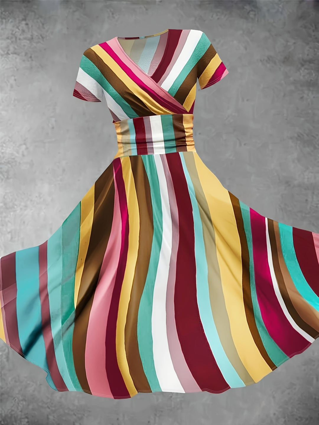 Eve™ - Colorblock Striped Print Dress