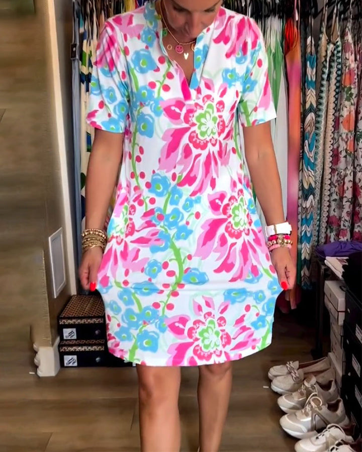 Federica™ - Dress with Short Sleeves and Floral Print