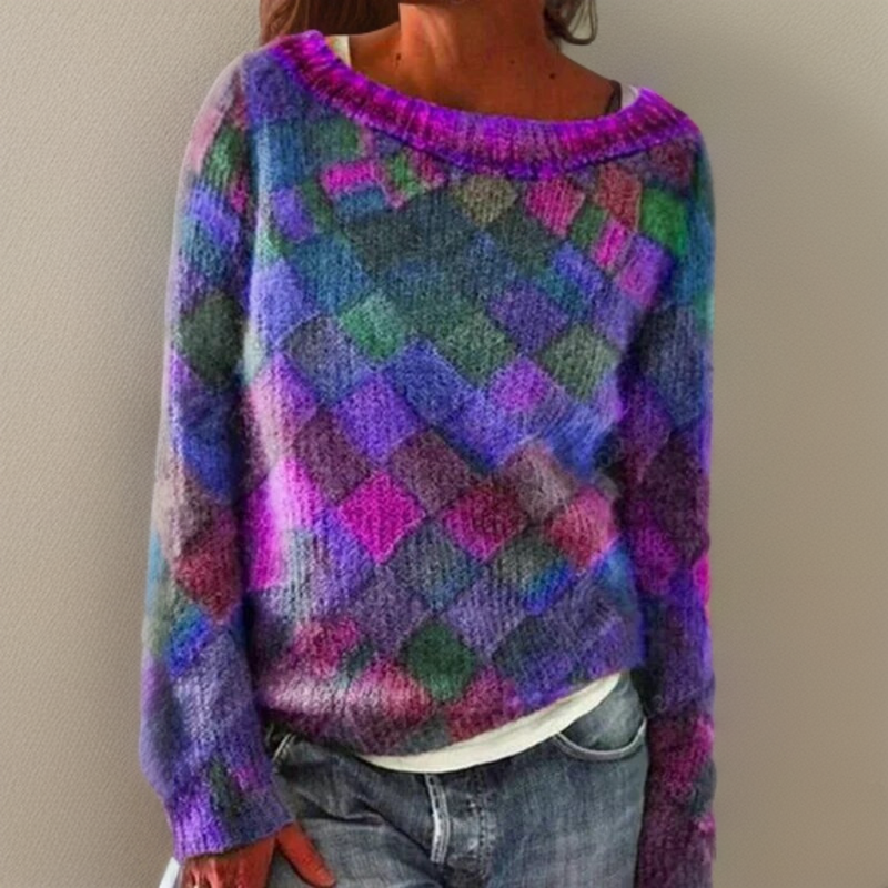 Jessi | Cosy, loose-fitting jumper with diamond pattern