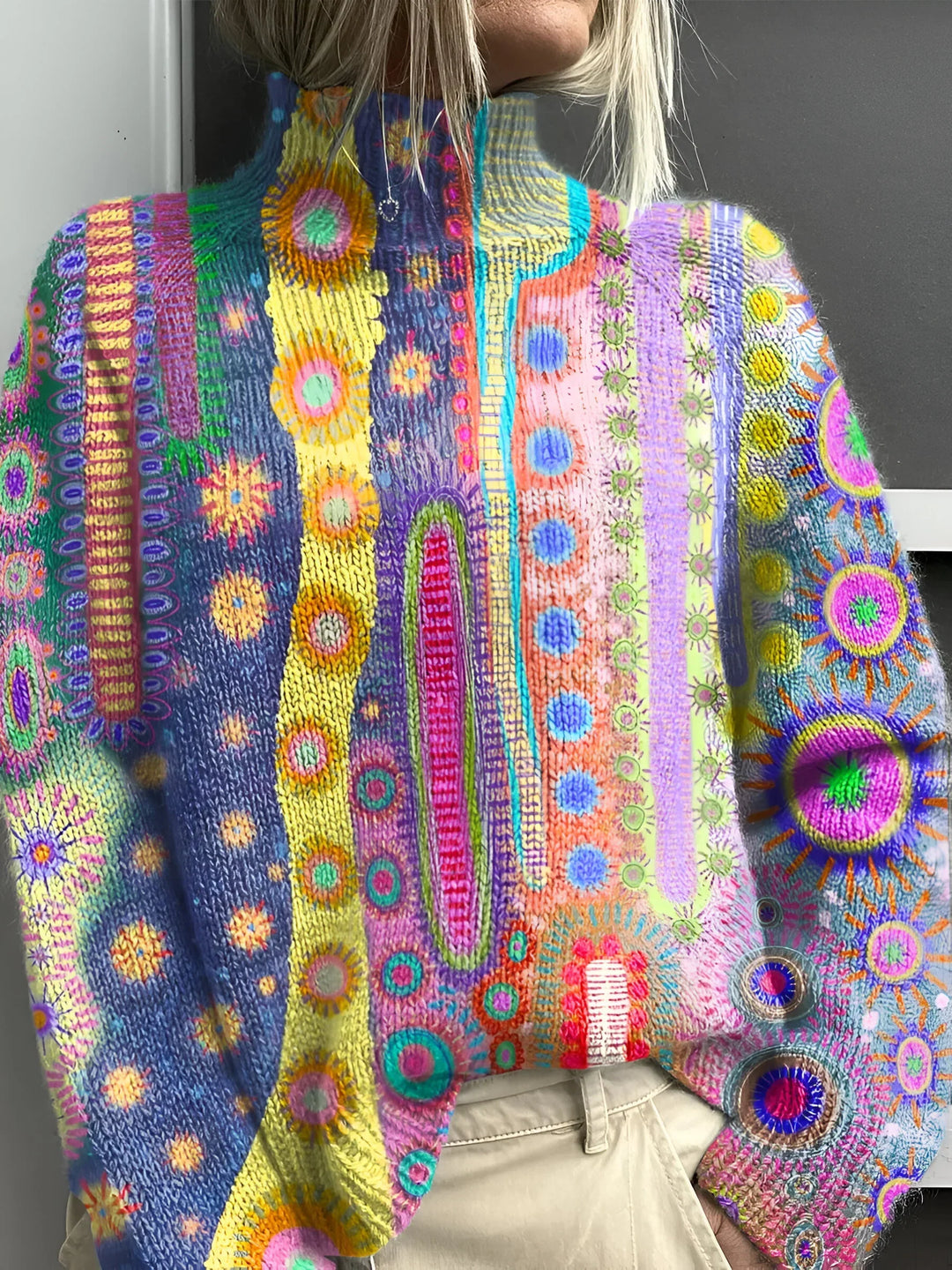 Daphne - Colourful Knitted Roll Neck Jumper