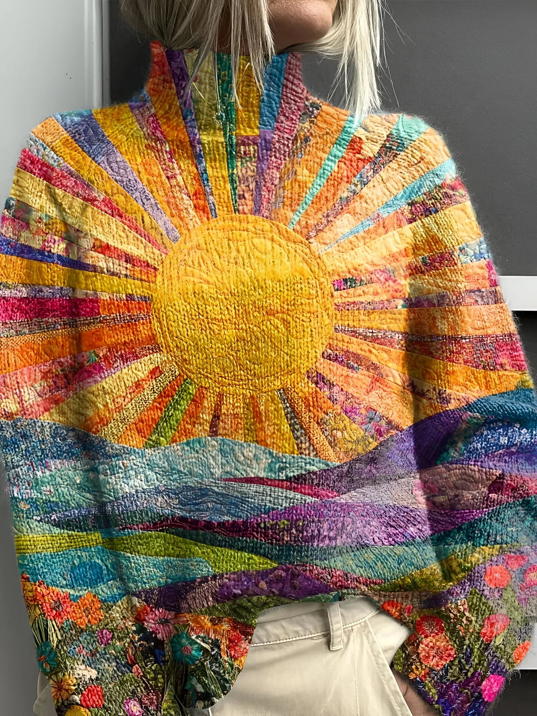 Simone - Cheerful Colourful Roll Neck Jumper