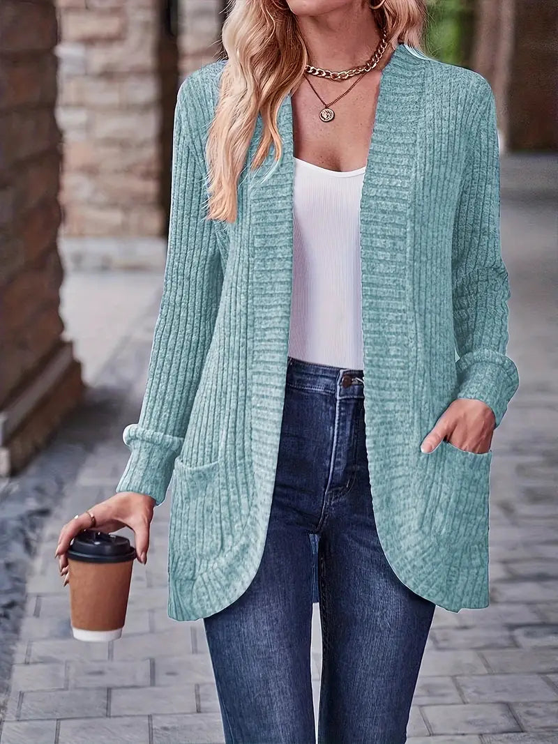 Neva™ - Elegant Ribbed Knit Cardigan with Long Sleeves