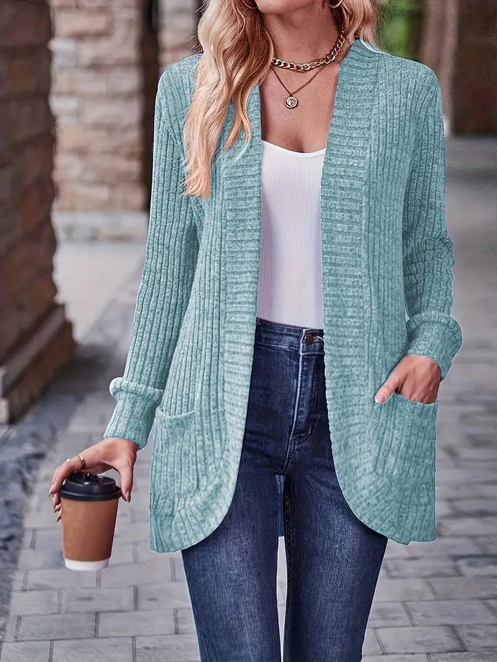 Neva™ - Elegant Ribbed Knit Cardigan with Long Sleeves