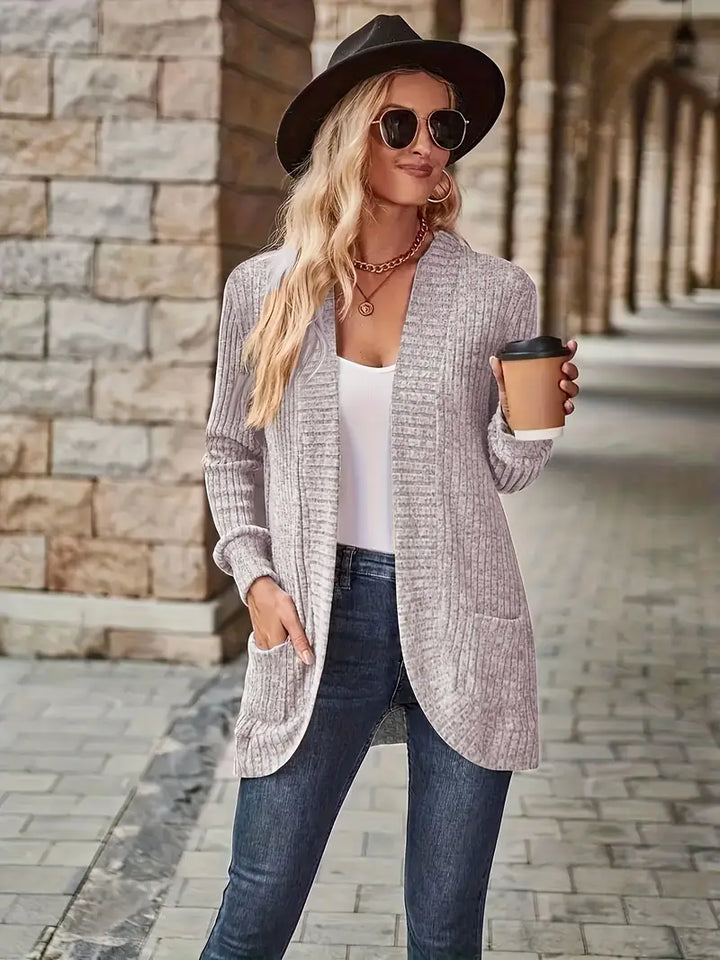 Neva™ - Elegant Ribbed Knit Cardigan with Long Sleeves