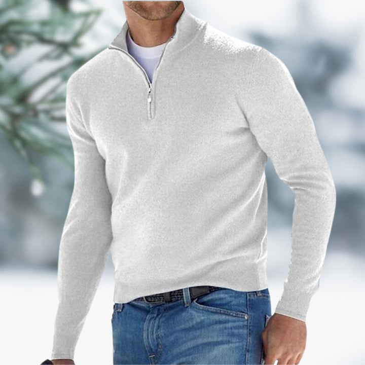 MARK | Fine-knit jumper for men with quarter zip
