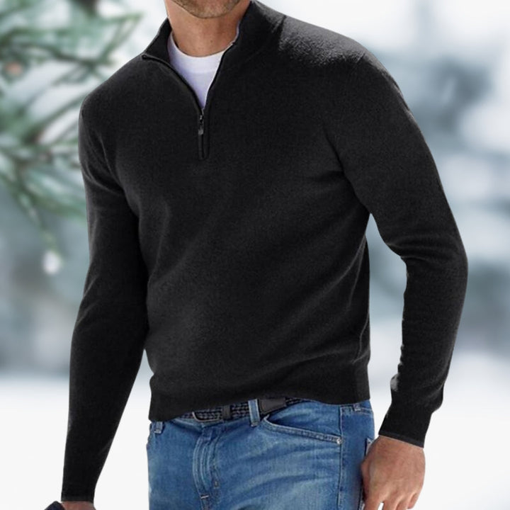 MARK | Fine-knit jumper for men with quarter zip
