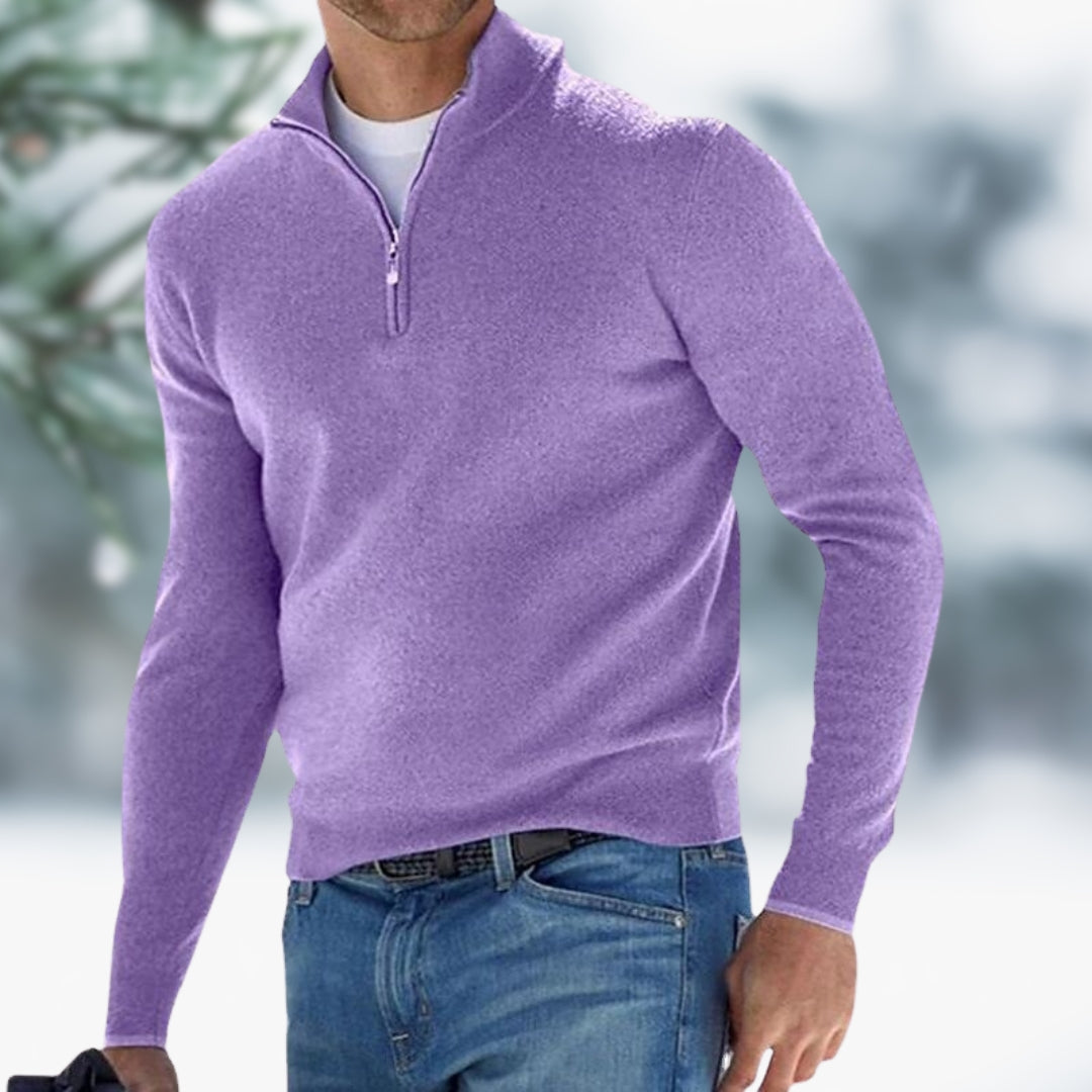 MARK | Fine-knit jumper for men with quarter zip