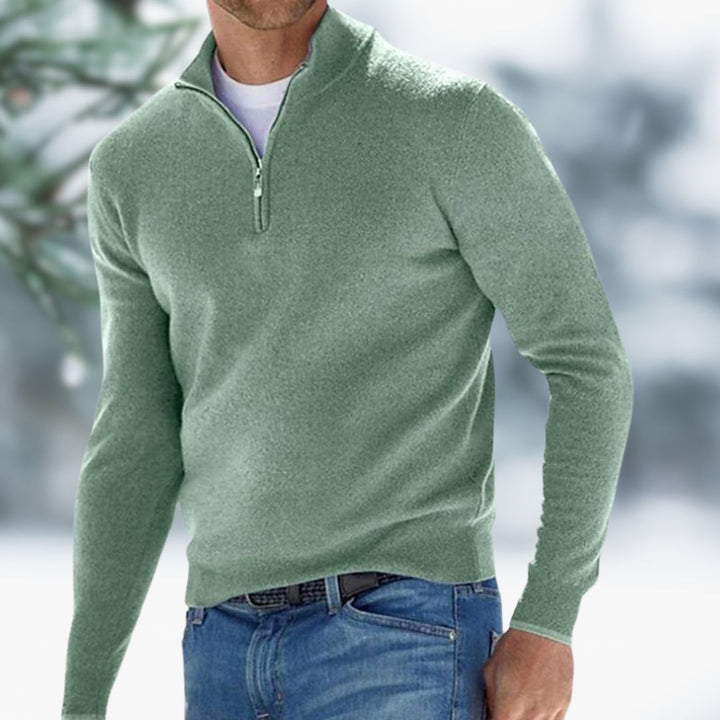 MARK | Fine-knit jumper for men with quarter zip