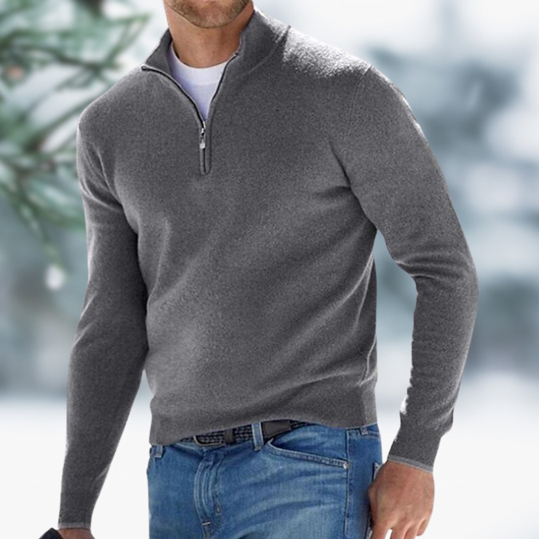 MARK | Fine-knit jumper for men with quarter zip