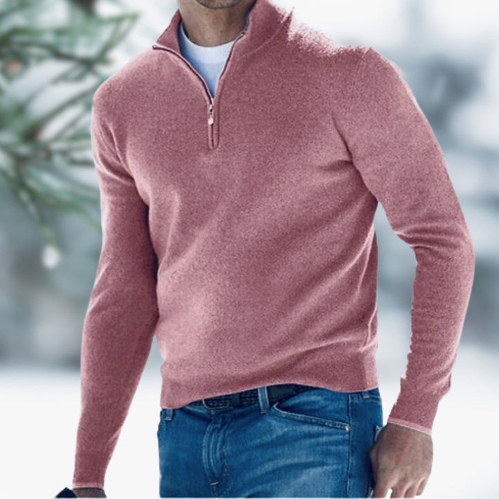 MARK | Fine-knit jumper for men with quarter zip