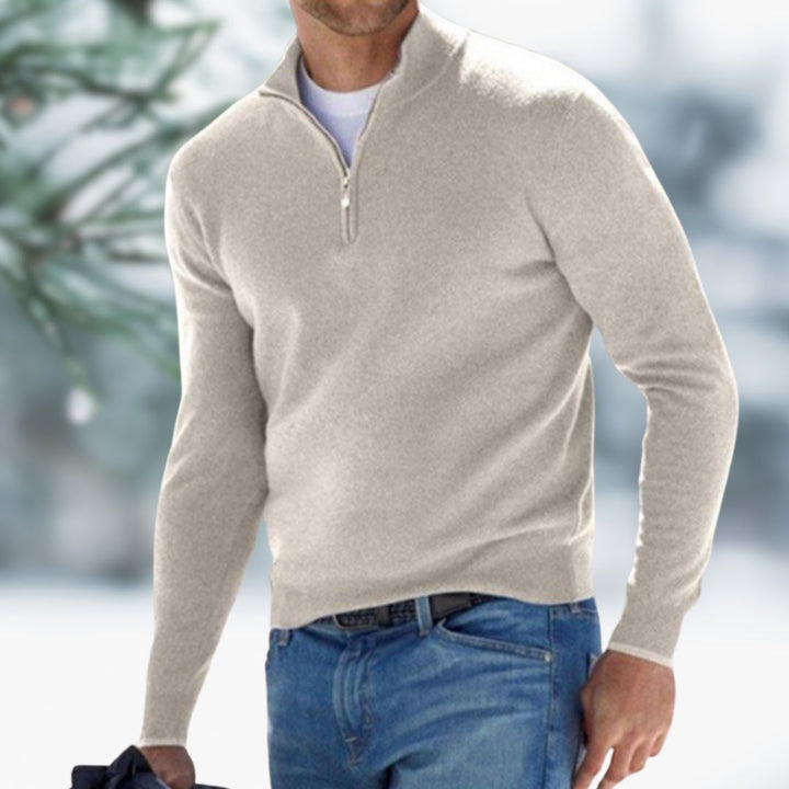 MARK | Fine-knit jumper for men with quarter zip