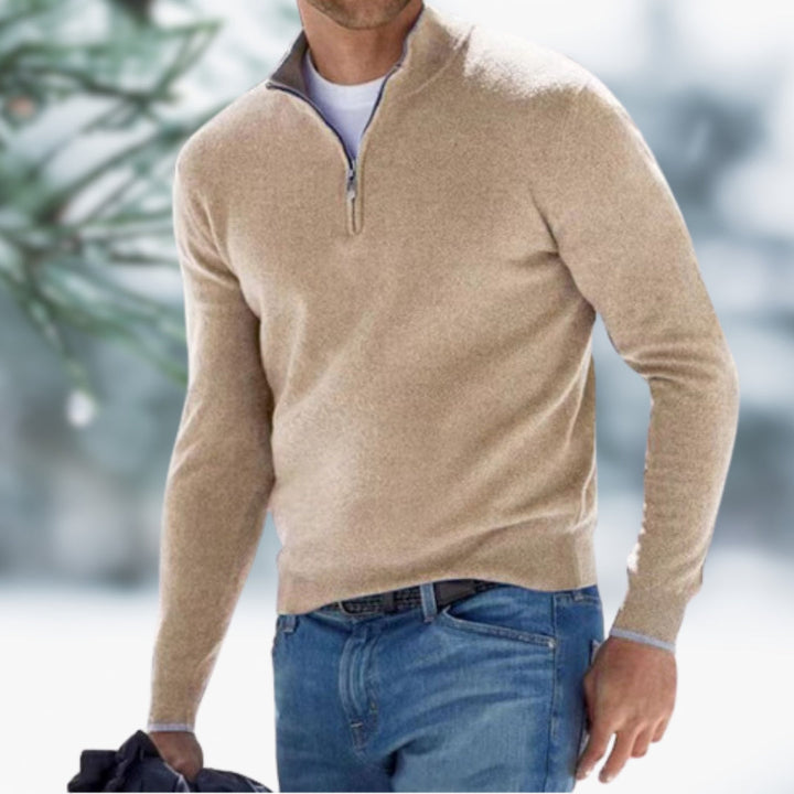 MARK | Fine-knit jumper for men with quarter zip