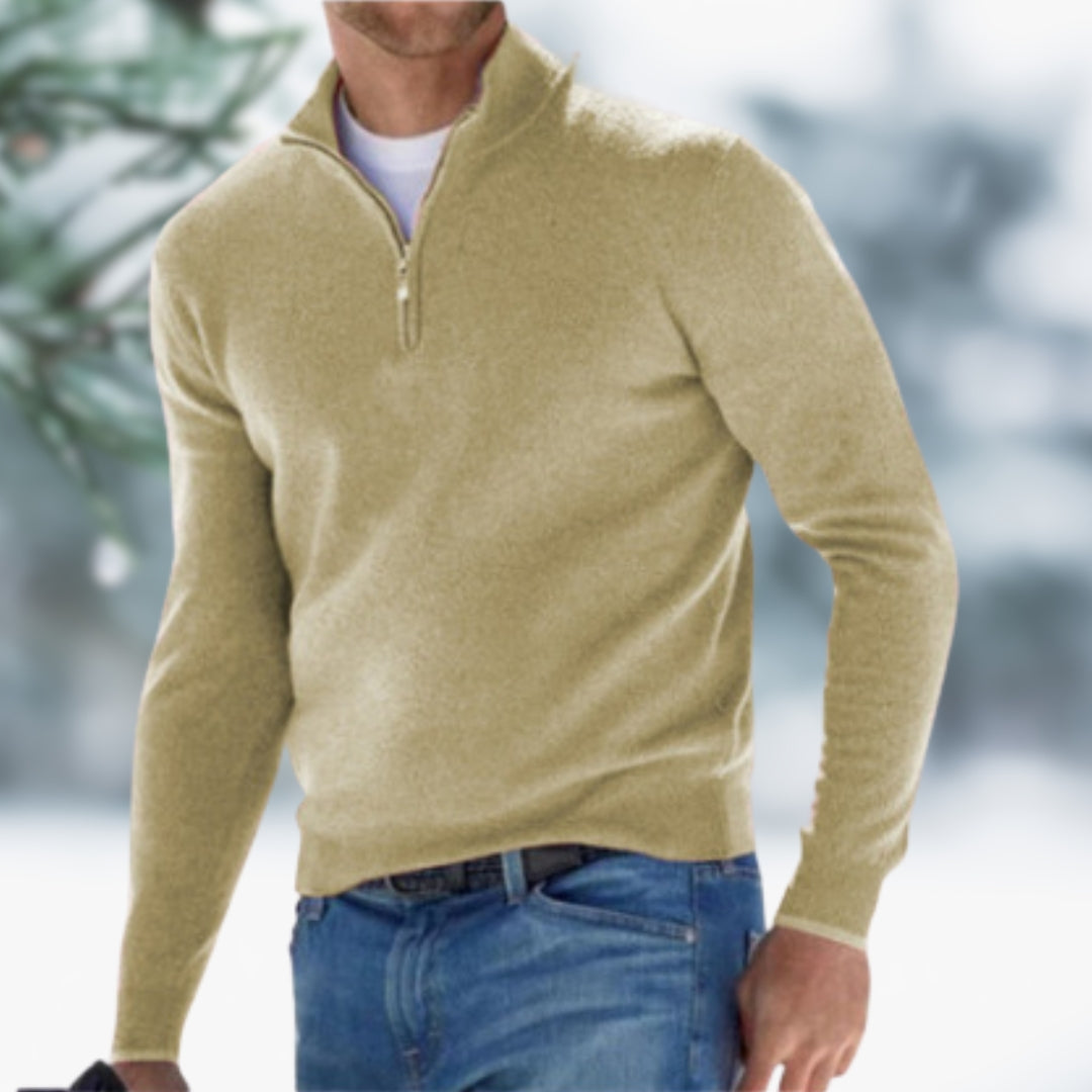 MARK | Fine-knit jumper for men with quarter zip