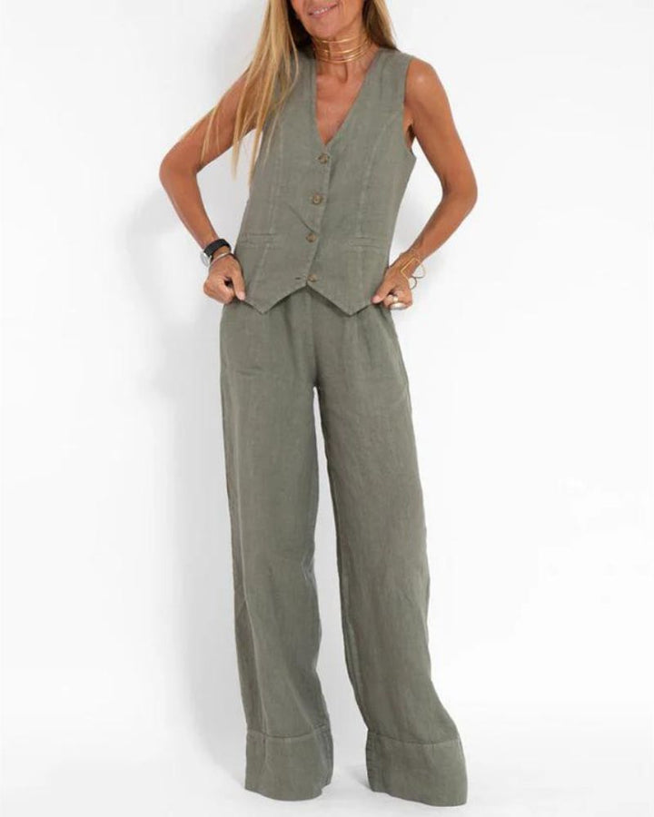 Millie™ - Stylish Sleeveless Vest & Wide-Leg Trouser Set