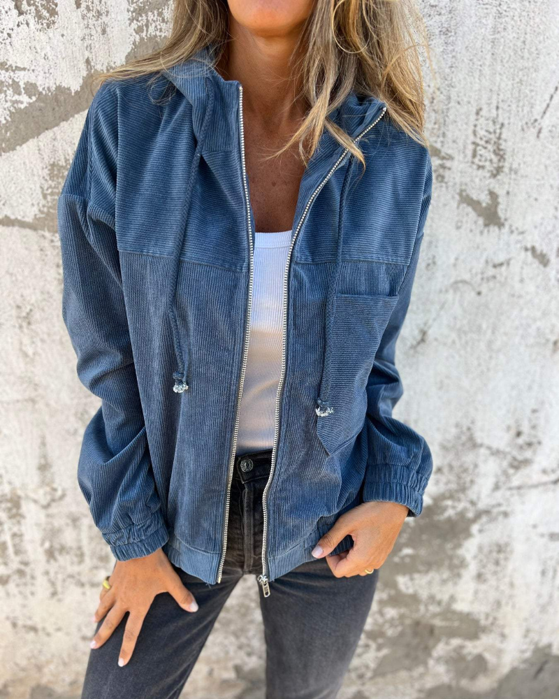 Danna™ - Cord Jacket with Hood and Zip
