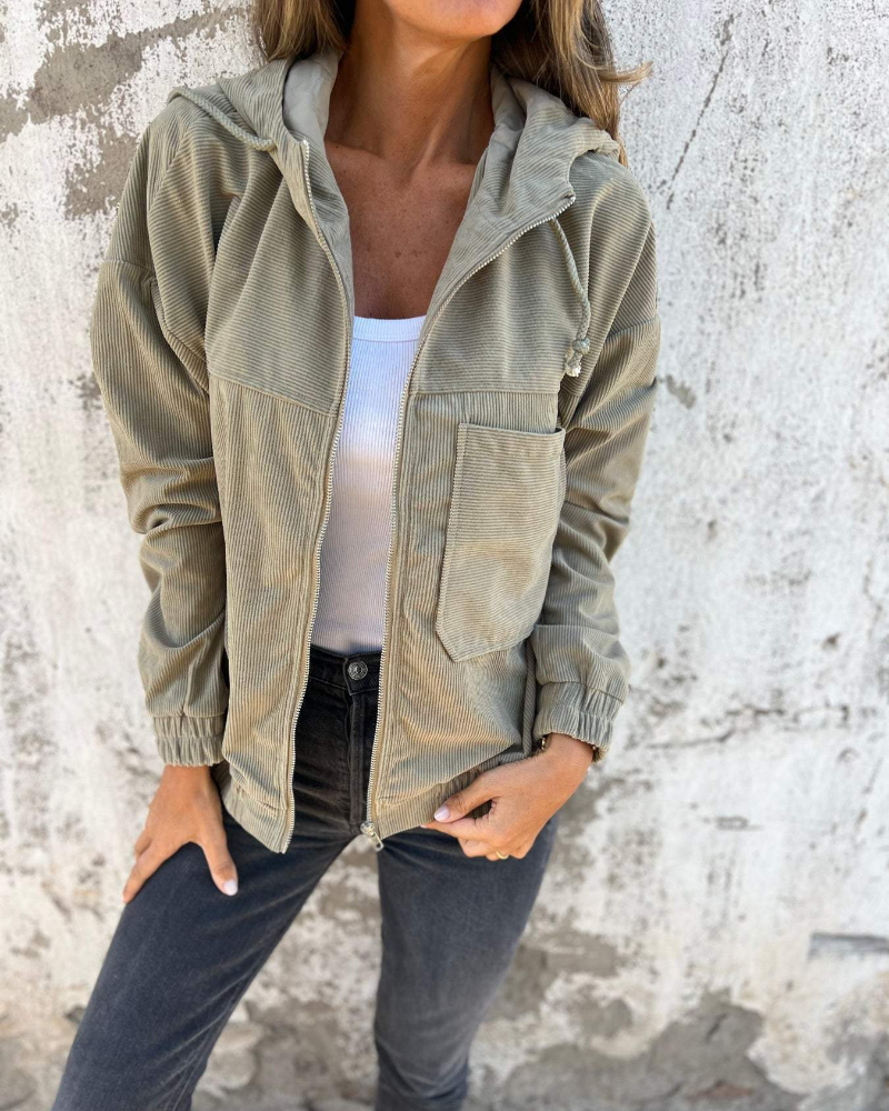 Danna™ - Cord Jacket with Hood and Zip