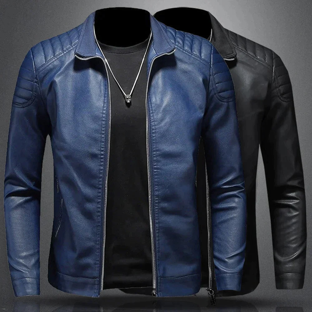 Enrico - Elegant Leather Jacket with Pockets for Men