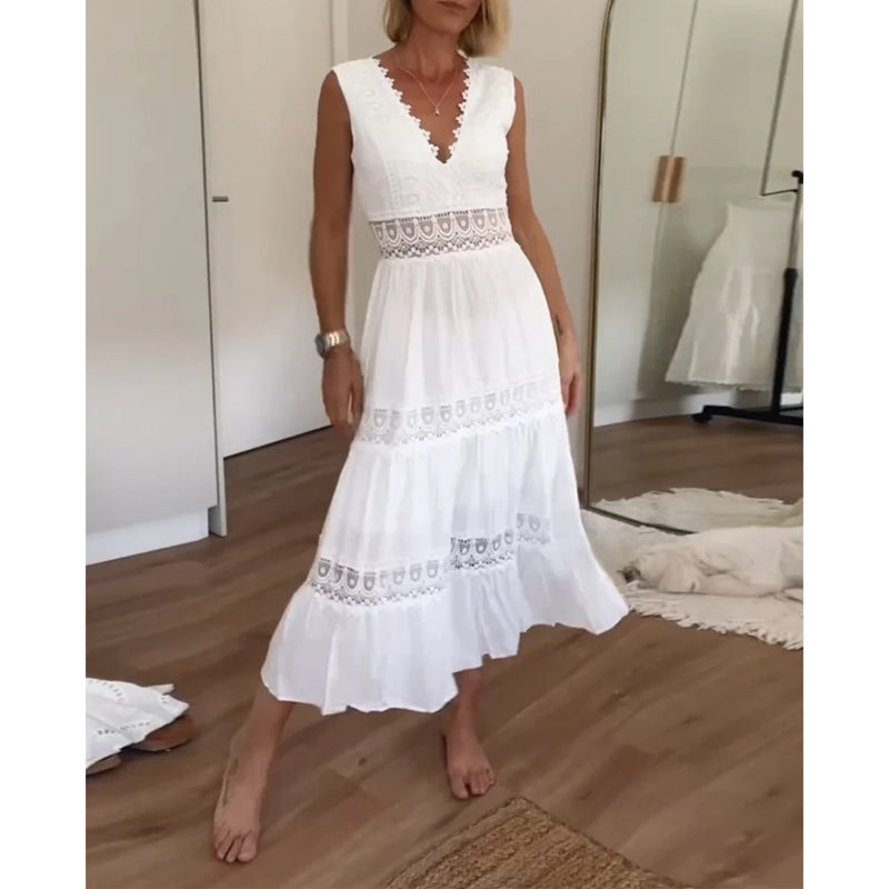 Stella™ - Comfortable V-Neck Lace Top Dress