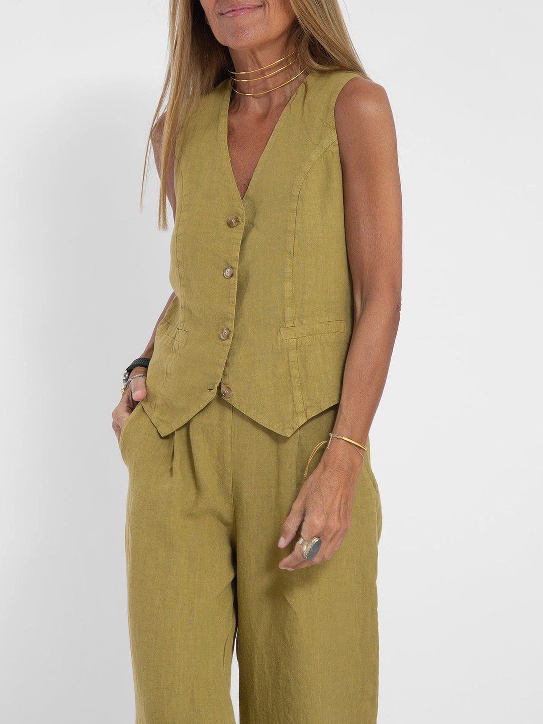 Aira™ - Waistcoat with Buttons & Wide Trousers Set