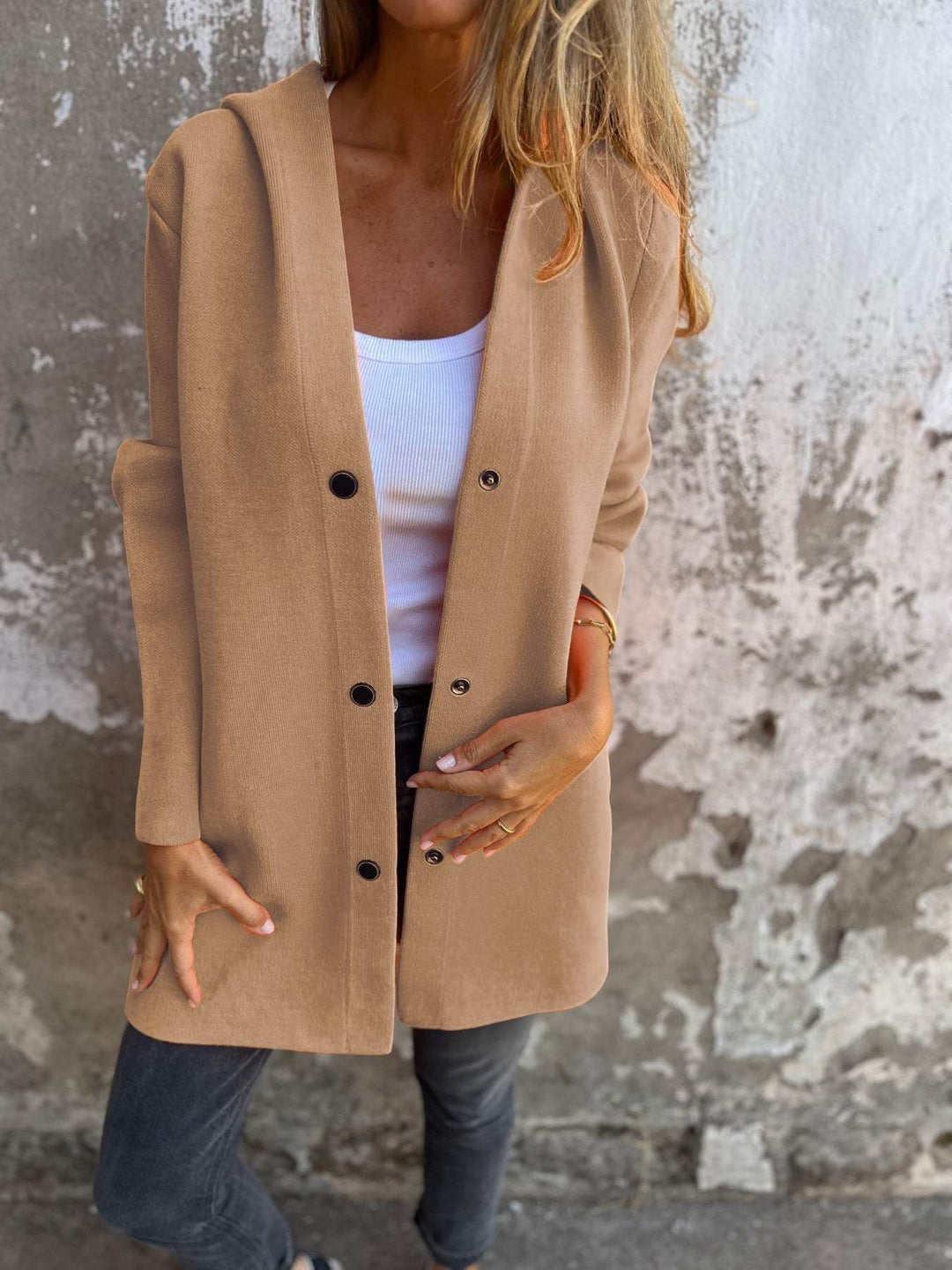 Luigia - Casual Single-Breasted Hooded Jacket