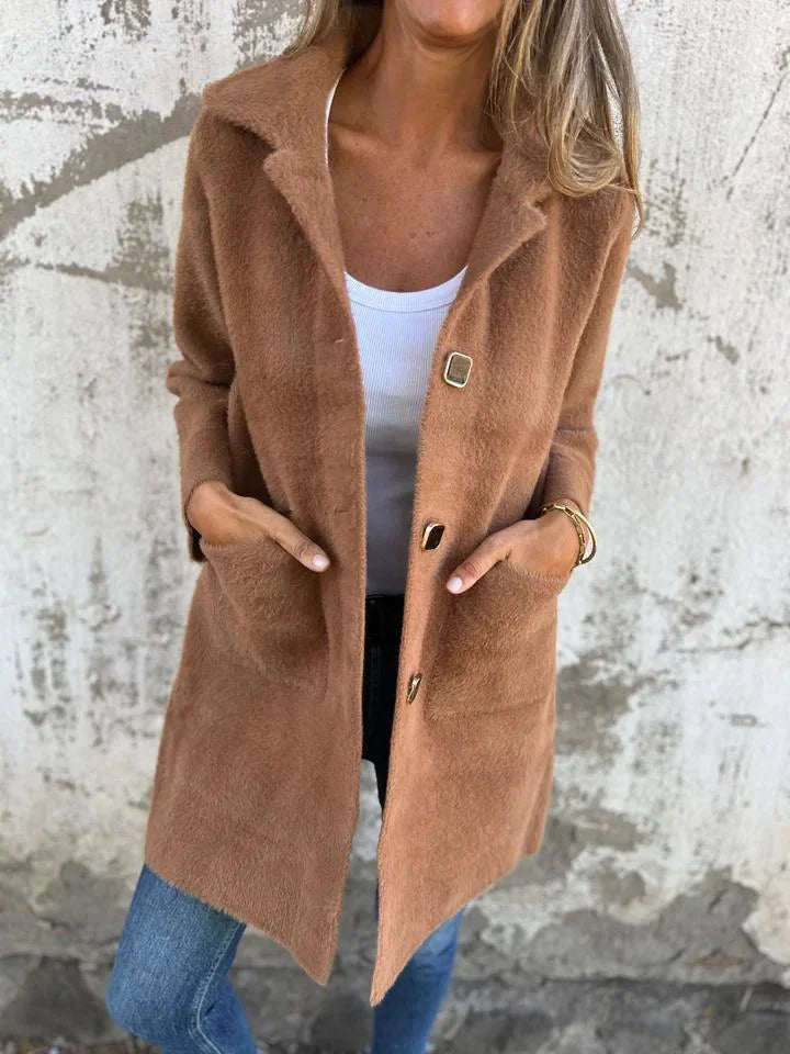 Alice - Casual Thick Coat with Lapels