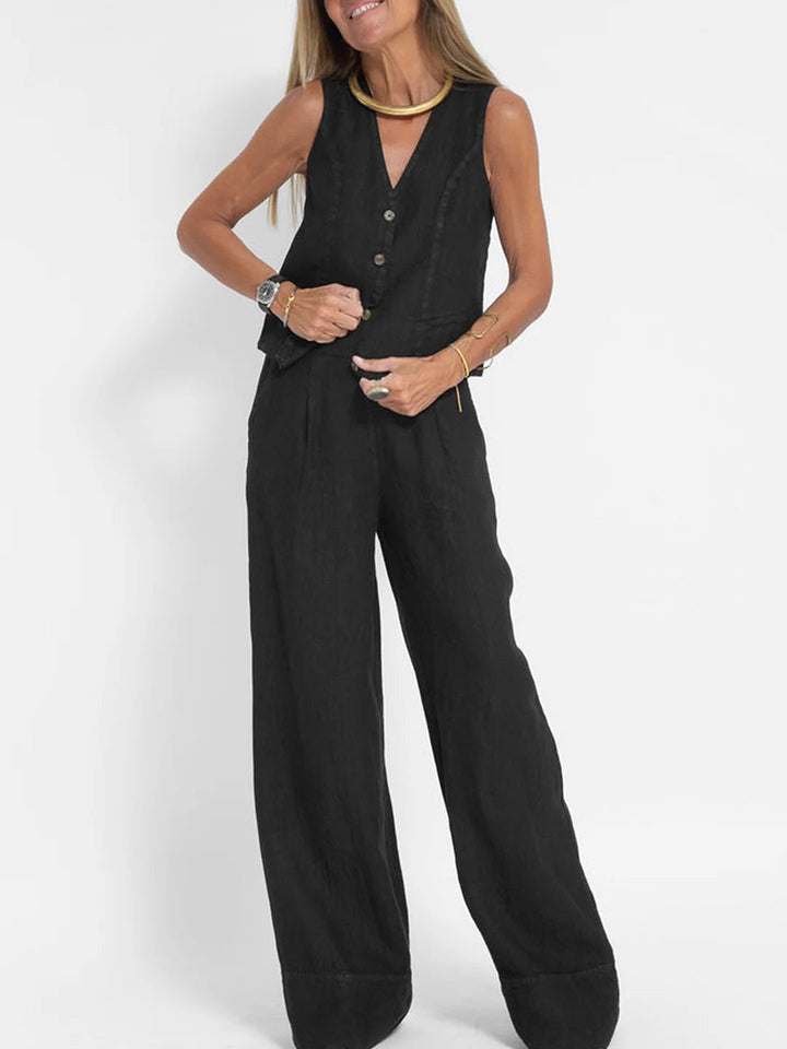 Aira™ - Waistcoat with Buttons & Wide Trousers Set
