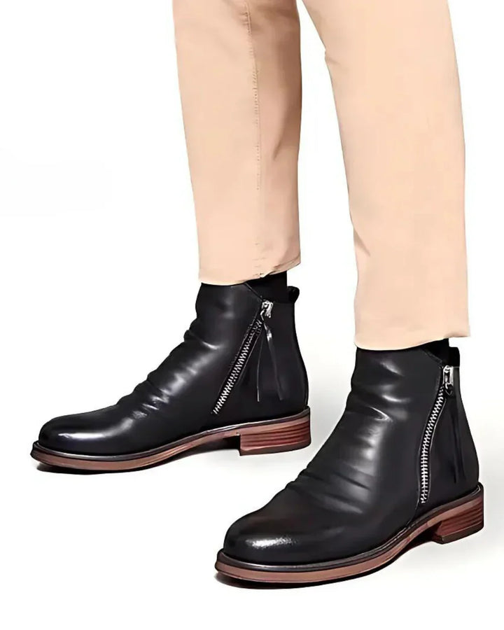 Max - Leather Ankle Boots with Side Zip
