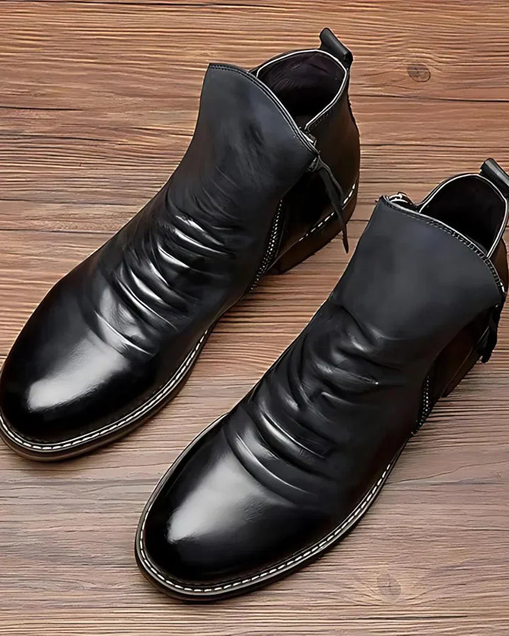 Max - Leather Ankle Boots with Side Zip