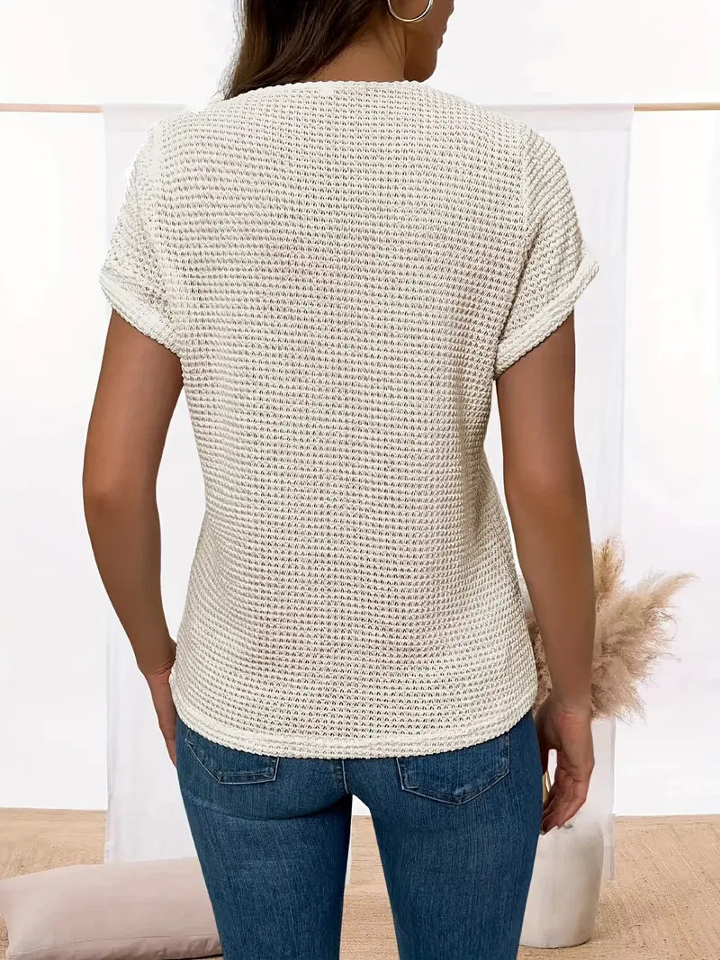 Megan™ - Stylish Lace Trimmed Round Neck Shirt